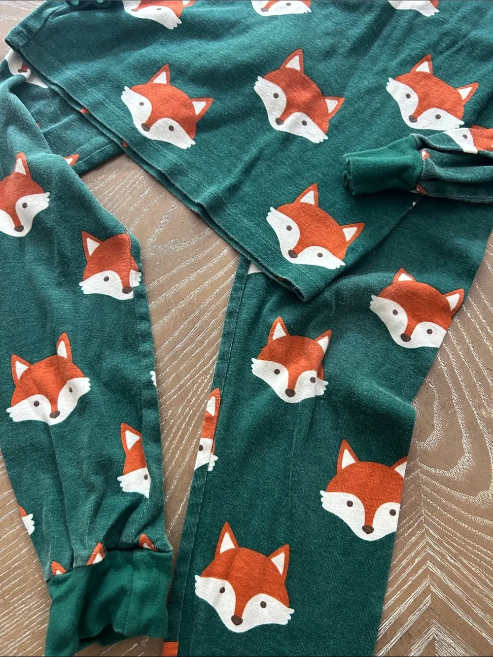 Fall Harvest Gymboree Green Woodland Forest Fox Print Henley Pajama Set Size 12